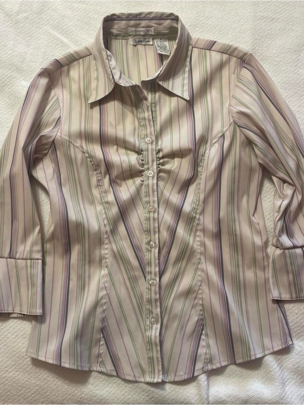 Charlotte Russe Pink Striped Button-Front Shirt